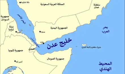خريطة خليج عدن والدول المحيطة بها